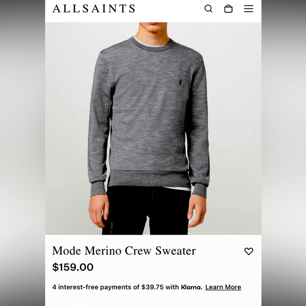 Men's All Saint Mode Merino Crew Sweater
